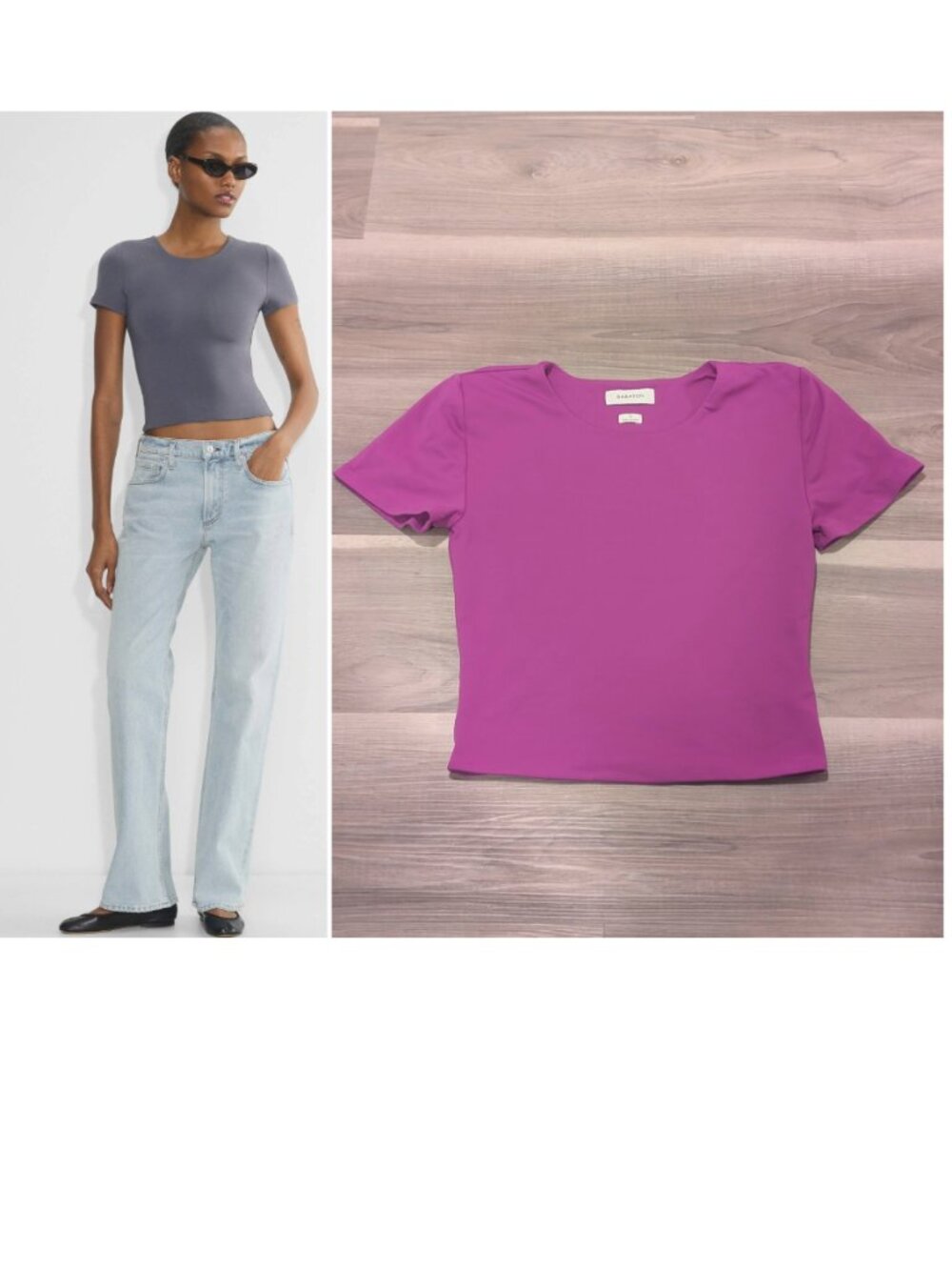 Aritzia Babaton | Contour Crewneck Short Sleeve Cropped T-Shirt In Ube Purple